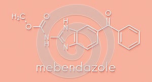 Mebendazole anthelmintic drug molecule. Used to treat worm infestations. Skeletal formula. photo