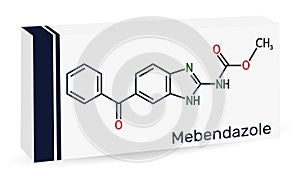 Mebendazole, MBZ molecule. It is synthetic benzimidazole derivate and anthelmintic drug. Skeletal chemical formula photo