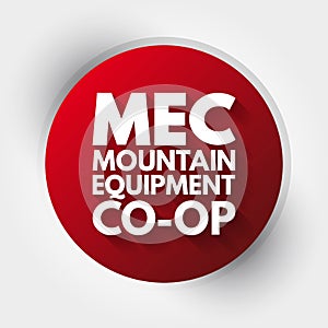 MEC - Mountain Equipment Co-Op acronym, concept background