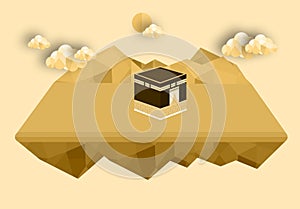 Mecca kaba mosque - Saudi Arabia Green Dome of Prophet Muhammad flat design Islamic flat concept design photo