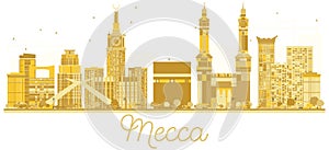 Mecca Saudi Arabia City skyline golden silhouette.
