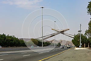 Mecca, Saudi Arabia - Quran Gate , gateway to Makkah on Makkah Jeddah Highway