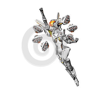 Mech girl super hero fly