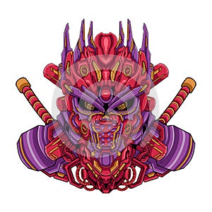 Mech warrior sci-fi samurai illustration