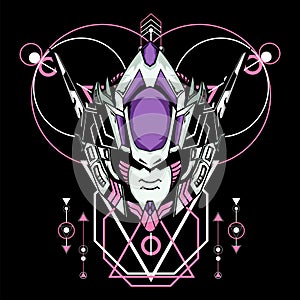 Mecha Head With Sacred Geometry Frame