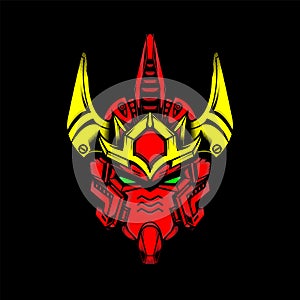 Mecha Head with sacred geometry and red color, can use for mascot logo, gaming logo, tshirt and more