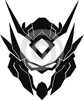 Mecha mask emblem in black on white