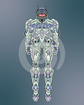 Mecha soldier robot body armor vector illustration