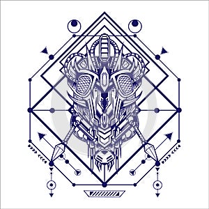 Mecha Virus Illustration with sacred geometry can use for gaming logo