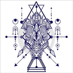 Mecha Virus Illustration with sacred geometry can use for gaming logo