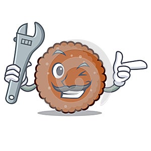 Mechanic chocolate biscuit mascot cartoon