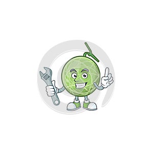 Mechanic design melon cartoon character for fruit logo