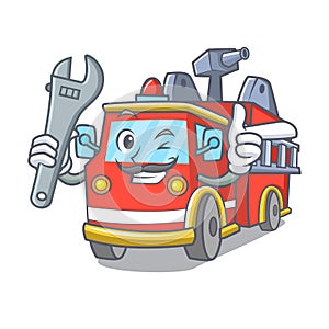 Mechanic fire truck mascot cartoon