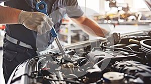 Mechanic Fixing Car Engine. AI generated