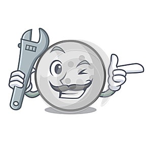 Mechanic golf ball mascot cartoon