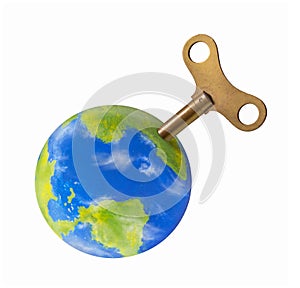 Mechanic handle to recharge the planet earth.global power concept.