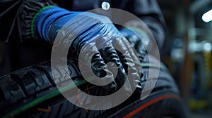 The Mechanic Handling Tire. AI generated