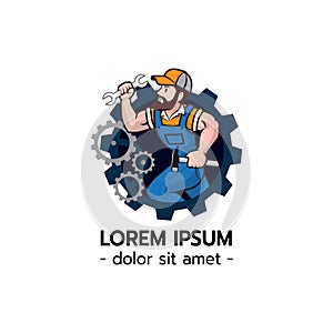 Mechanic Logo Character Vector Illustration