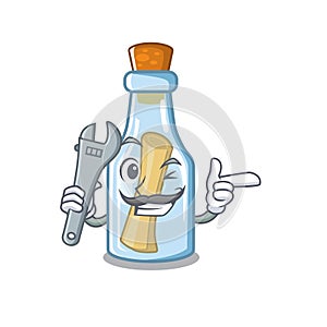 Mechanic message in bottle with shape mascot