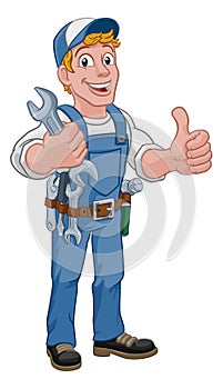 Mechanic Plumber Wrench Spanner Cartoon Handyman