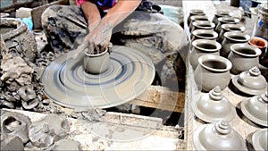 Mechanic pottery made earthenware at Koh Kret Island in Nonthaburi Thailand.