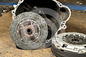 clutch expire on background gear transmission. photo