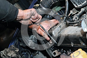 Mechanic repairman at car repair