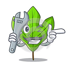 Mechanic sassafras leaf in the shape cartoon