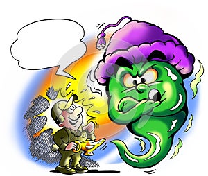 Mechanic standing with an oil jug