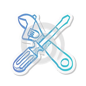 Sticker style icon - Mechanic tools