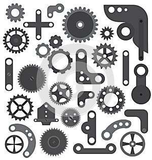 Mechanic wheels and gears isolated