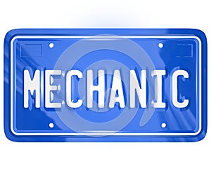 Mechanic Word Vanity License Plate Auto Repair Shop Garage