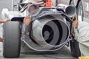 Mechanic working on a jet engine