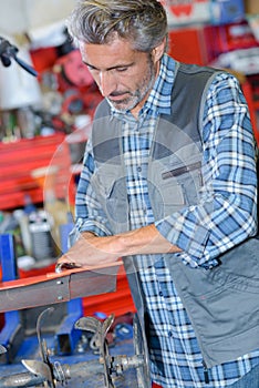 Mechanic working on machinery