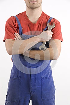 Mechanic with wrench