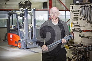 Mechanic with wrench