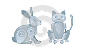 Mechanical Animals Assembled from Metal Parts Vector Set