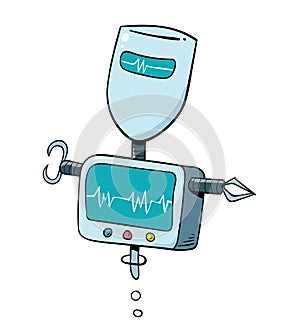 Mechanical artificial intelligence hovering futuristic robot