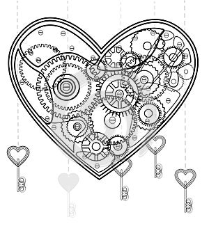 Mechanical black Valentine heart