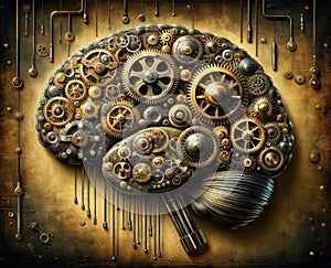 Mechanical Brain with Intricate Gears and Cogs