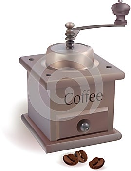 mechanical coffee grinder with coffee grains