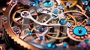 Mechanical Cogwheels of a Watch, Gears and cogs in watch mechanism