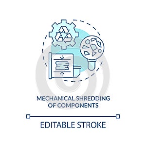 Mechanical components shredding concept icon