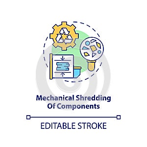 Mechanical components shredding concept icon