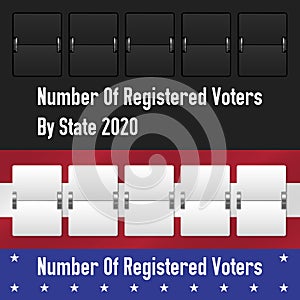 Mechanical counter. Number of registered voters by state. Vector illustration