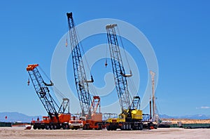 Mechanical Cranes in the desert