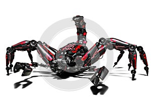 Mechanical dangerous scorpion concept on an isolated white background. photo