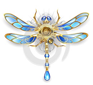 Mechanical dragonfly on a white background