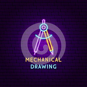 Mechanical Drawing Neon Label