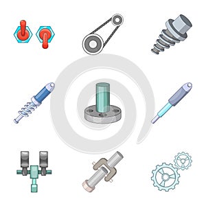 Mechanical and electrical parts icons set